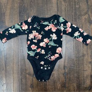 Old Navy Baby Girl Black long sleeve Onesie with Floral Design